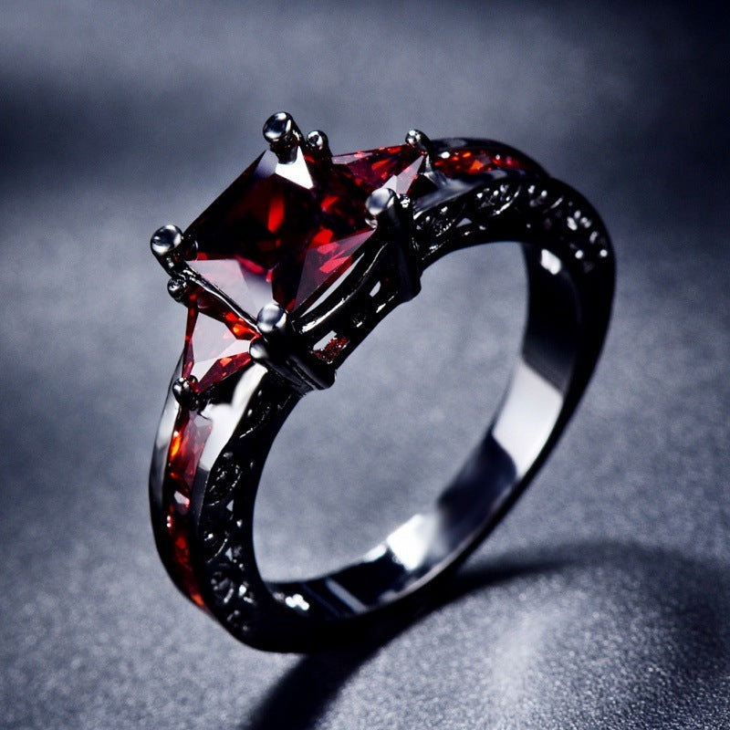 Personalized Diamond Square Diamond Couple Ring