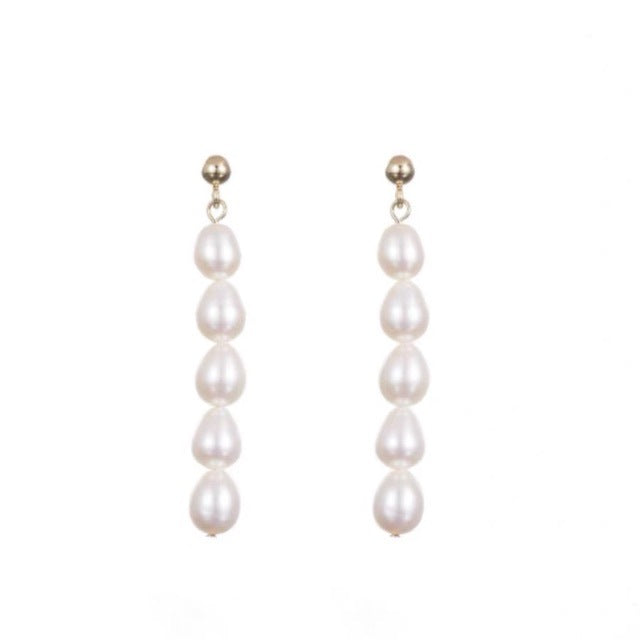 Gentle French Freshwater Pearl Ear Studs Exquisite High Class Elegant