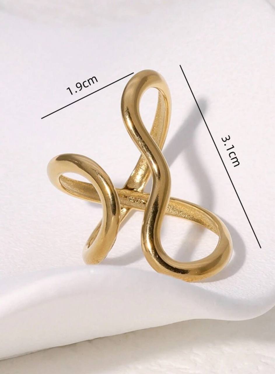 Fashionable Asymmetrical Wavy Stainless Steel Adjustable Open Ring, Suitable For Women For Daily Wear, Festivals, Banquets