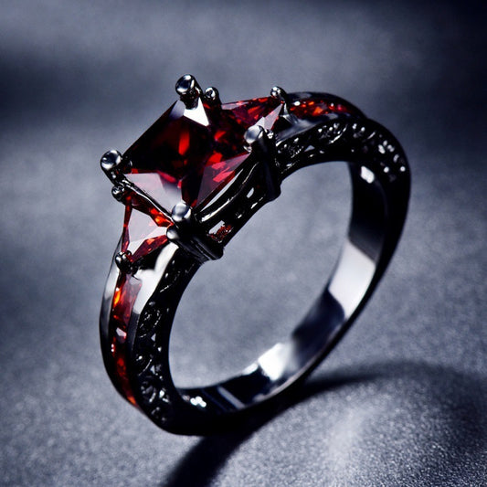 Personalized Diamond Square Diamond Couple Ring