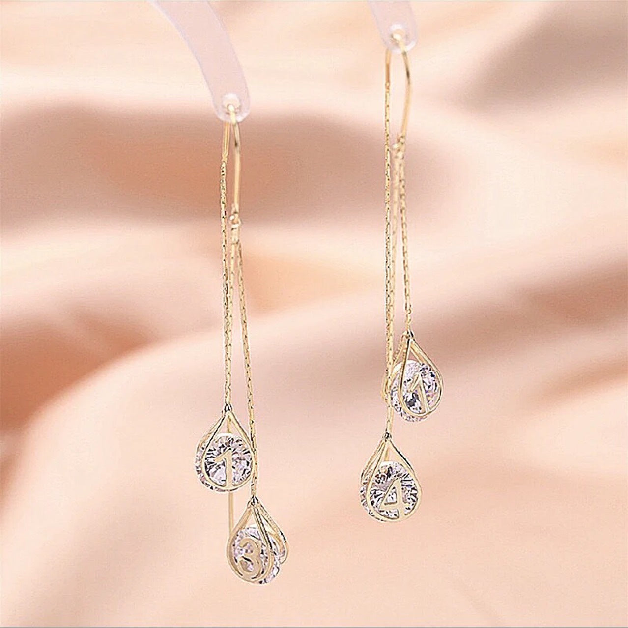 Fashion Design 1314 Zircon Water Drops Hanging Earrings
