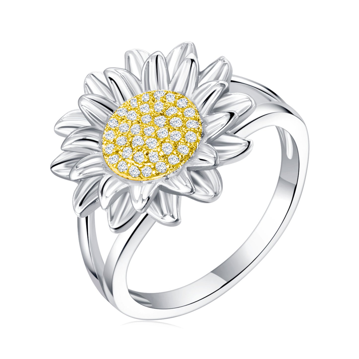 Sunflower Micro-inlaid Zircon Ring Female