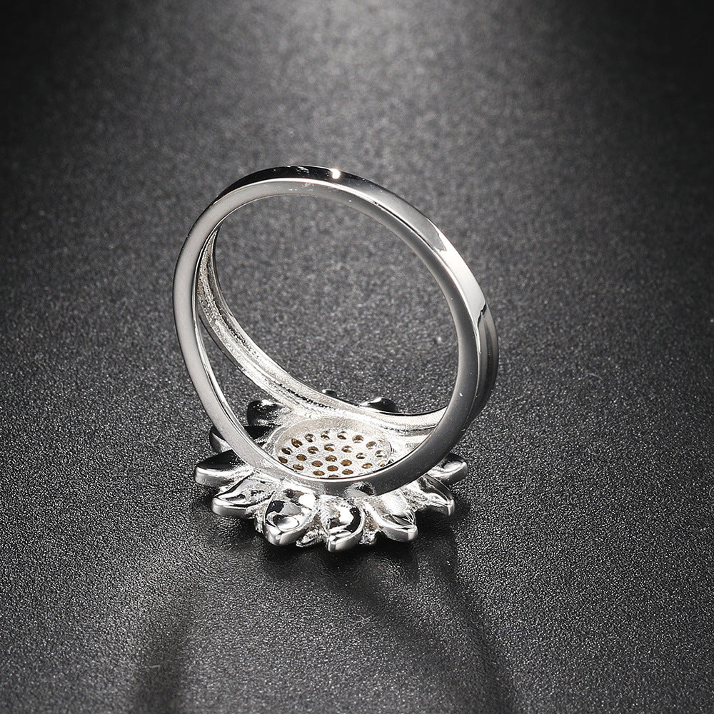 Sunflower Micro-inlaid Zircon Ring Female