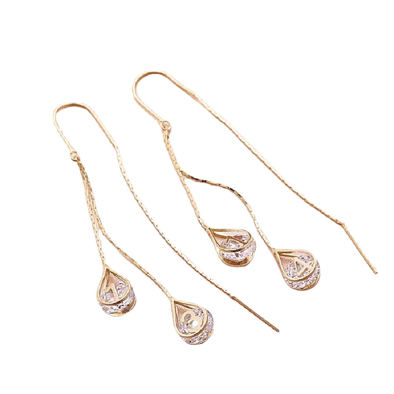 Fashion Design 1314 Zircon Water Drops Hanging Earrings