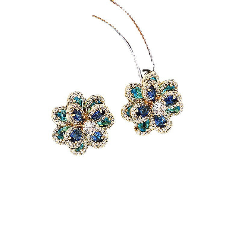 Elegant Color Zircon Flower Earrings Women