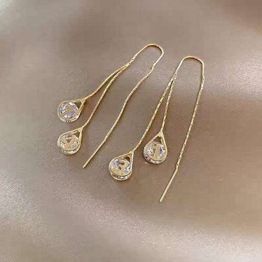 Fashion Design 1314 Zircon Water Drops Hanging Earrings