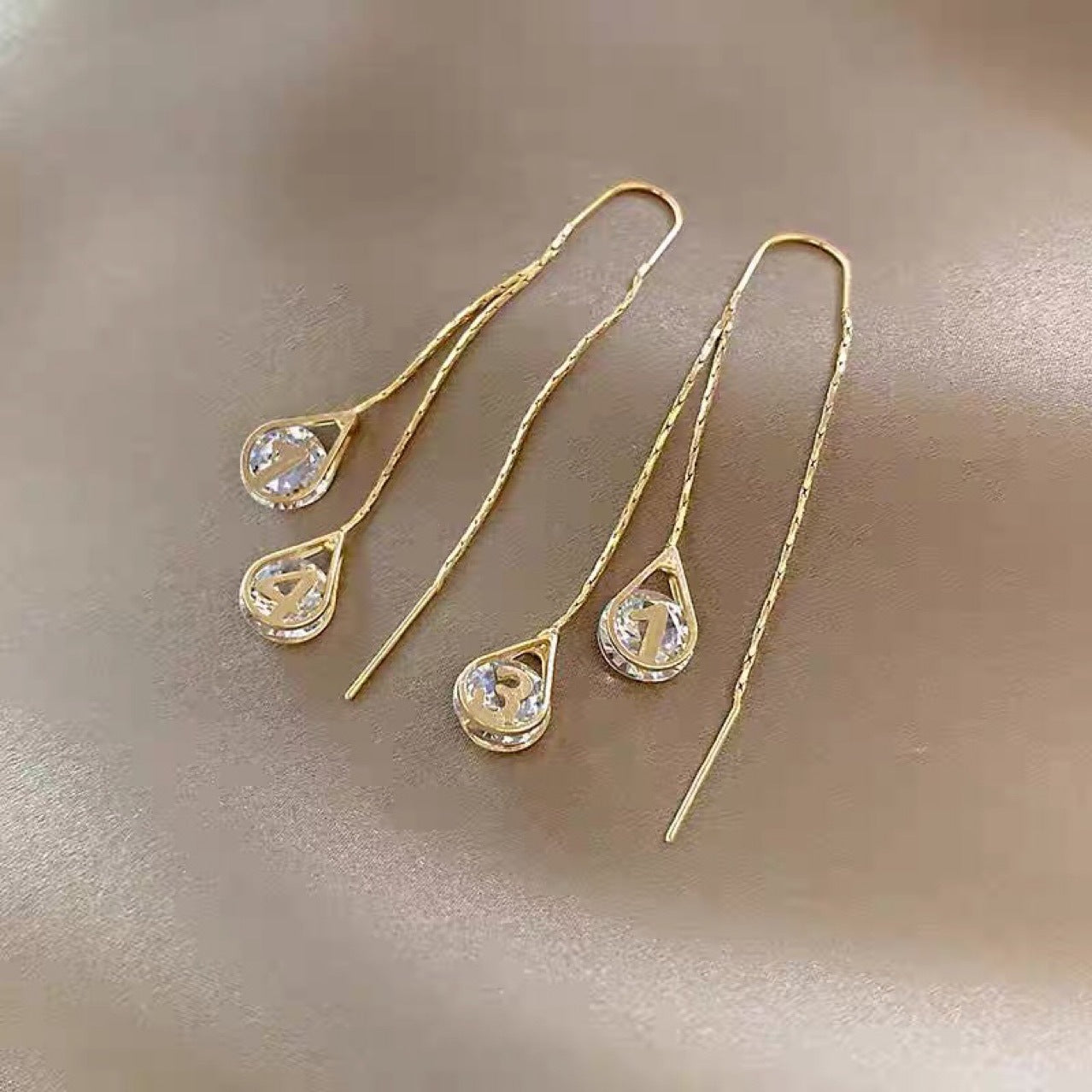 Fashion Design 1314 Zircon Water Drops Hanging Earrings
