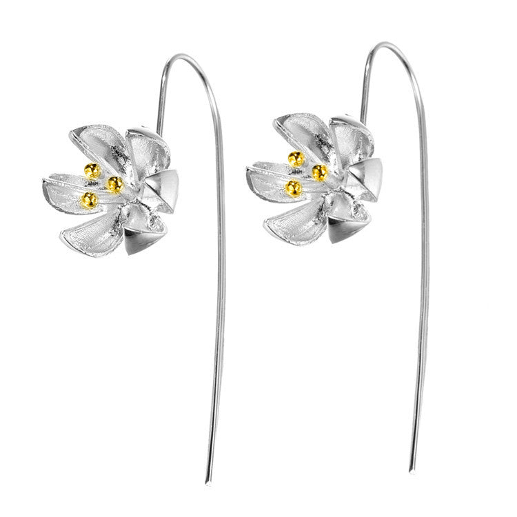 Argent Pur Golden Flower Lotus Earrings