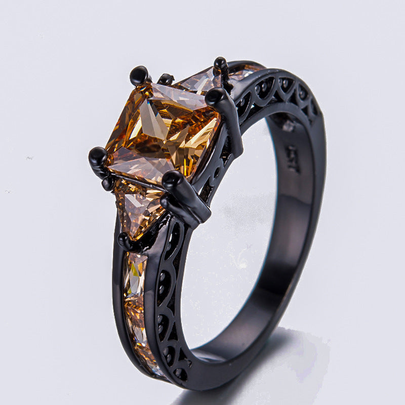 Personalized Diamond Square Diamond Couple Ring