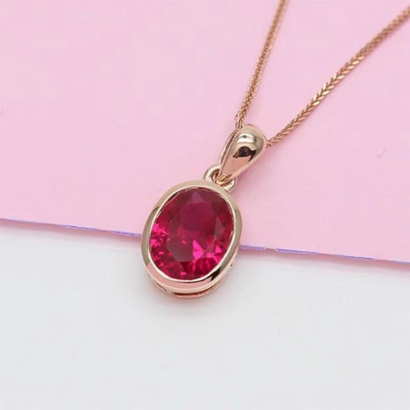 Cross-border Hot Selling New Russian Fashion Rose Redstone Hollow Stud Earrings Pendant Suit