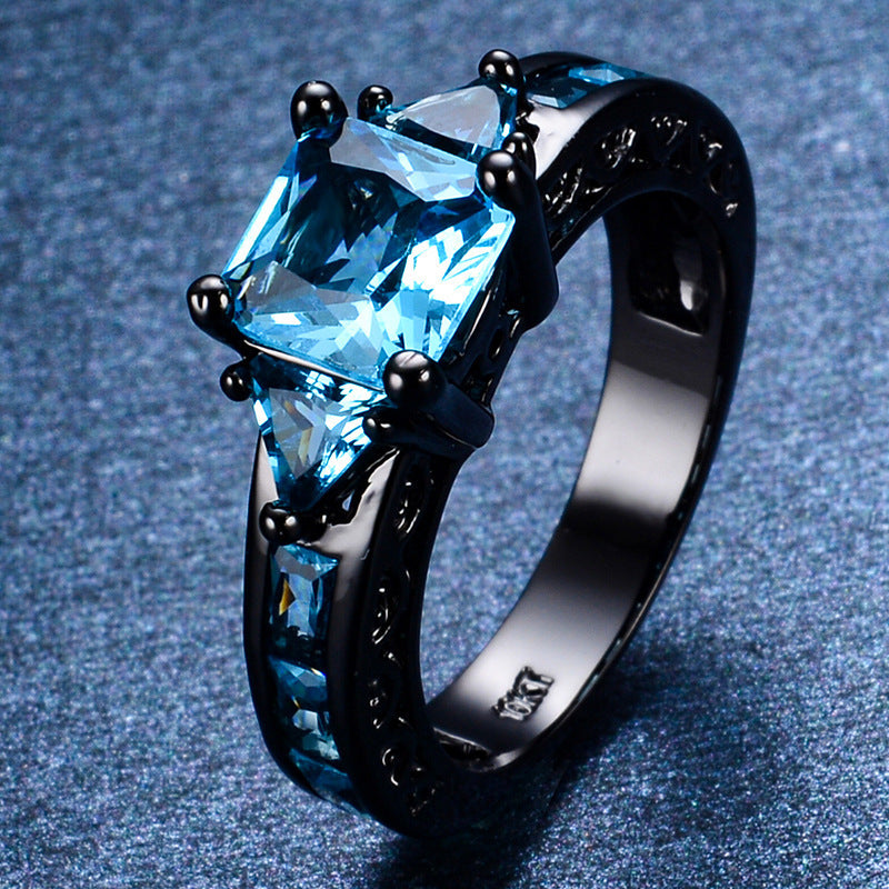 Personalized Diamond Square Diamond Couple Ring