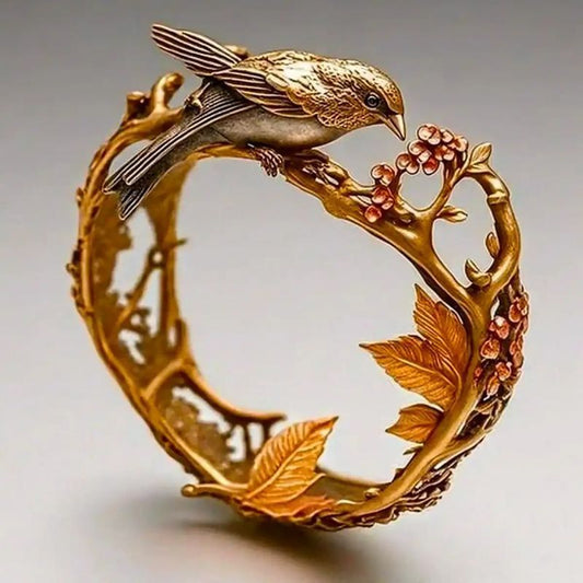 Vintage Court Decorated With Delicate Bird Ring